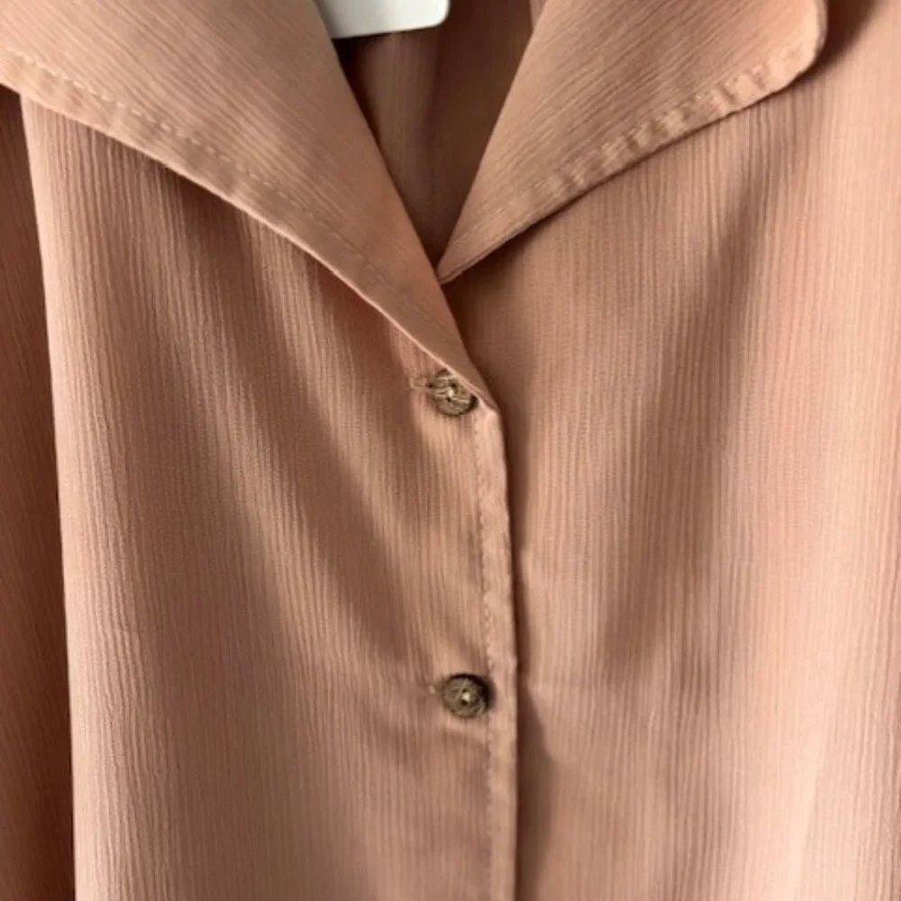 HeySon Blouse L Blush Peach Puff Sleeves Feminine Romantic Shabby Chic Flow NWT - Picture 8 of 8